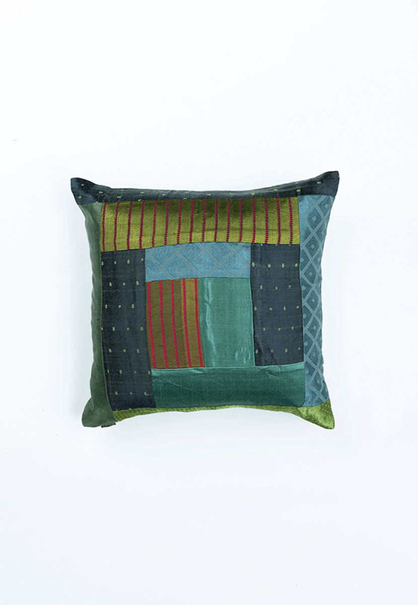 Multi Color Handwoven Mashru Cushion Cover