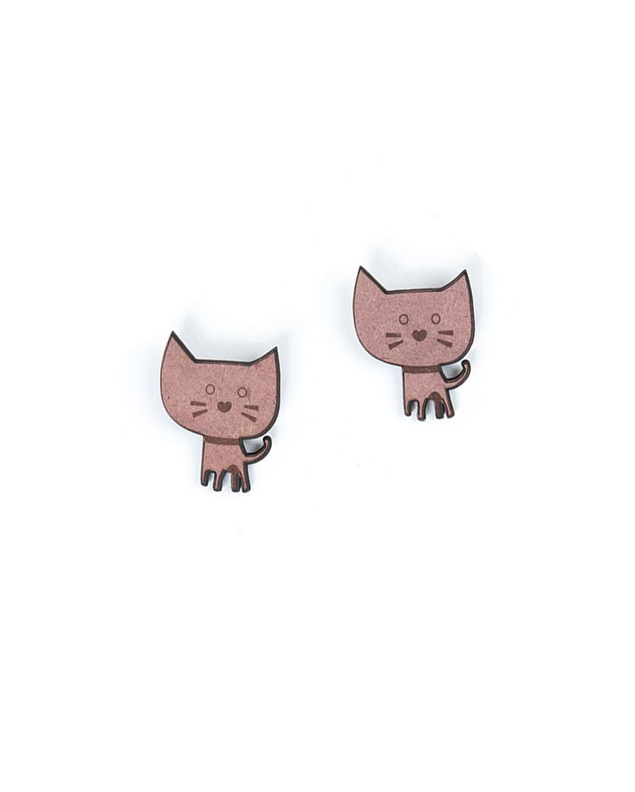 Natural MDF Cat Brooch (Set of 2)