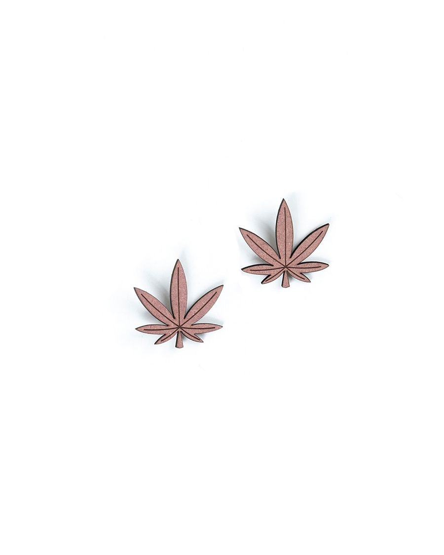 Natural MDF Hemp Leaf Brooch (Set of 2)