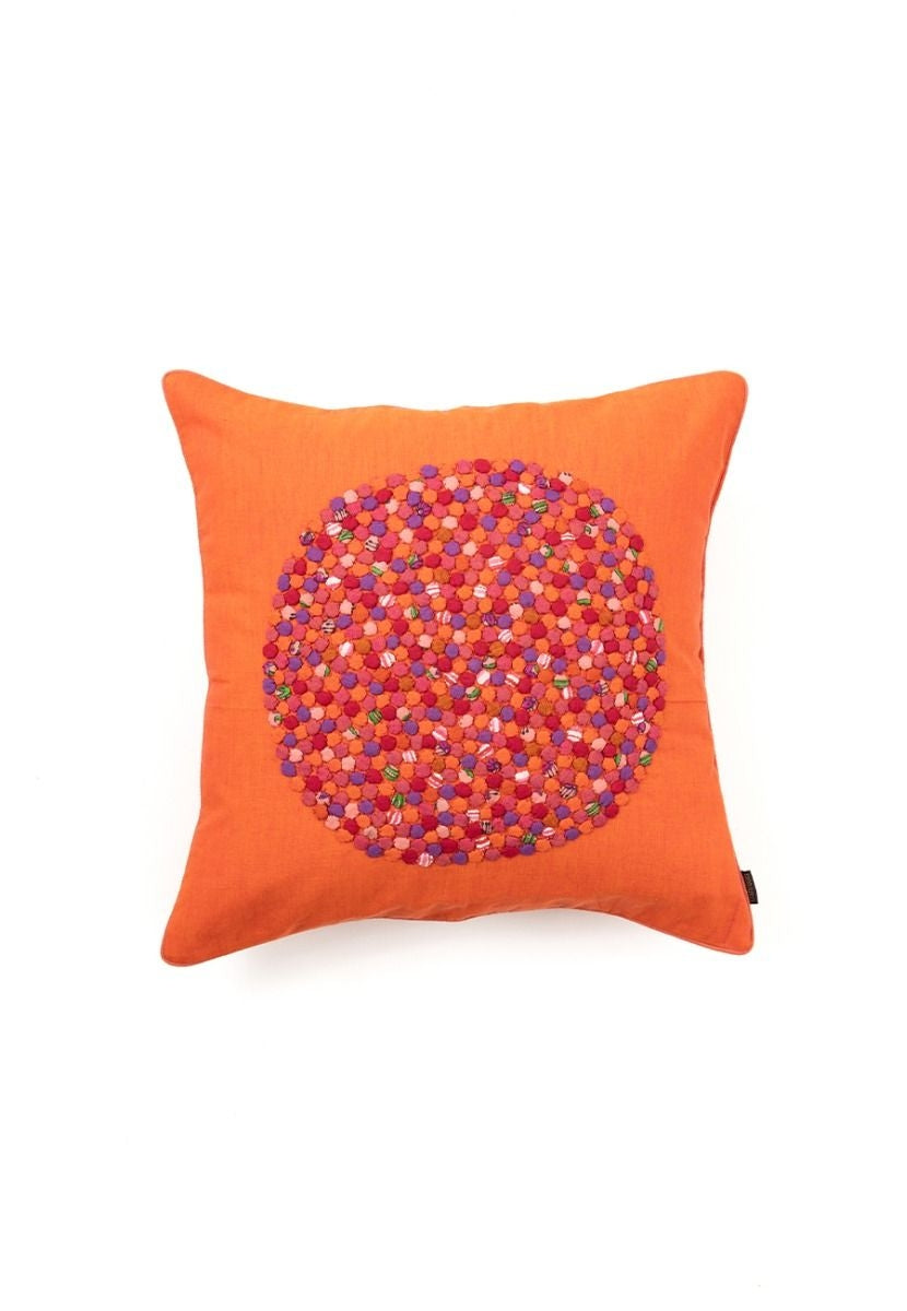 Orange Hand-Woven Cotton Cushion Cover