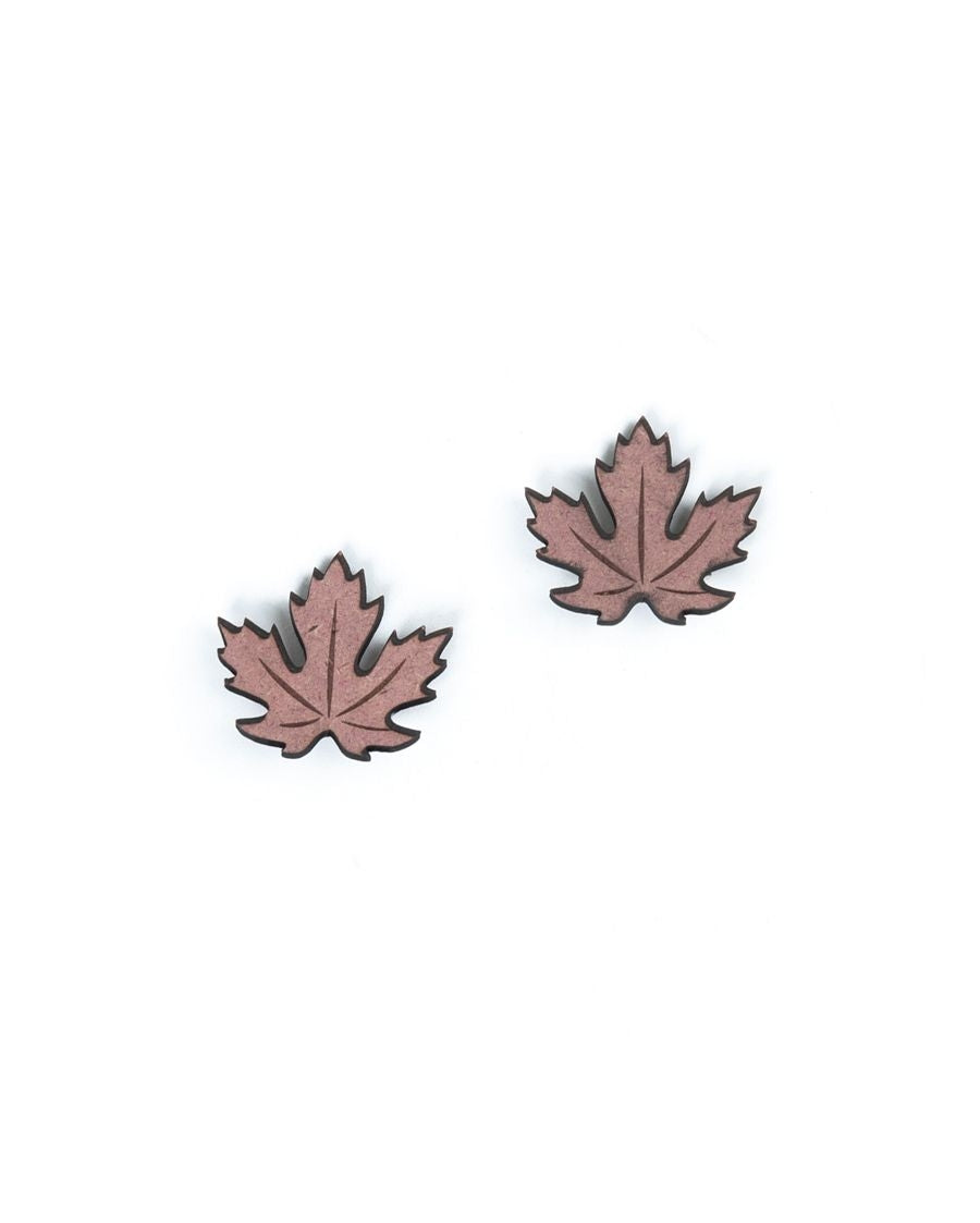 Natural MDF Maple Leaf Fridge Magnet (Set of 2)