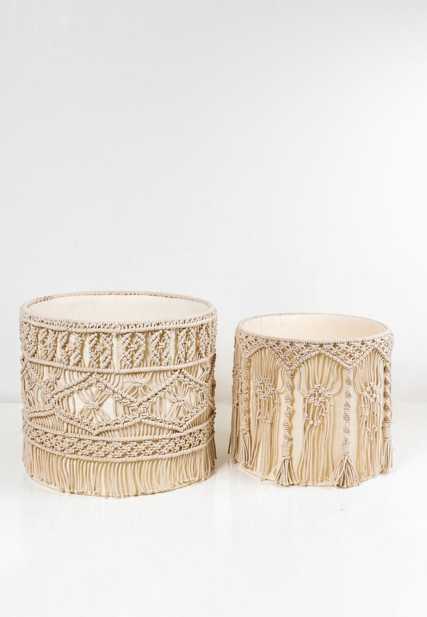 White Macrame Planters (Set of 2)