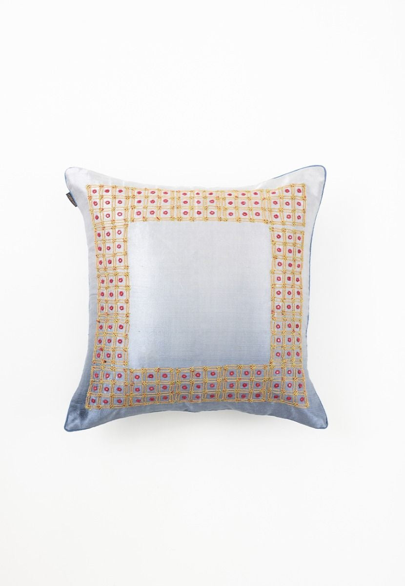 Gray and Blue Ombre Hand-Woven Cushion Cover