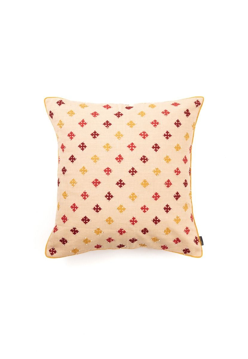 Cream Hand-Woven Cotton Cushion Cover