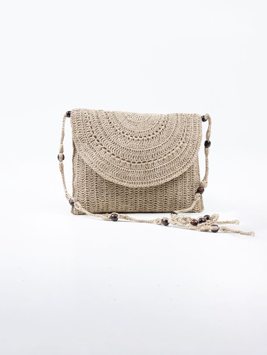 Khaki Yarn Crochet Sling Bag