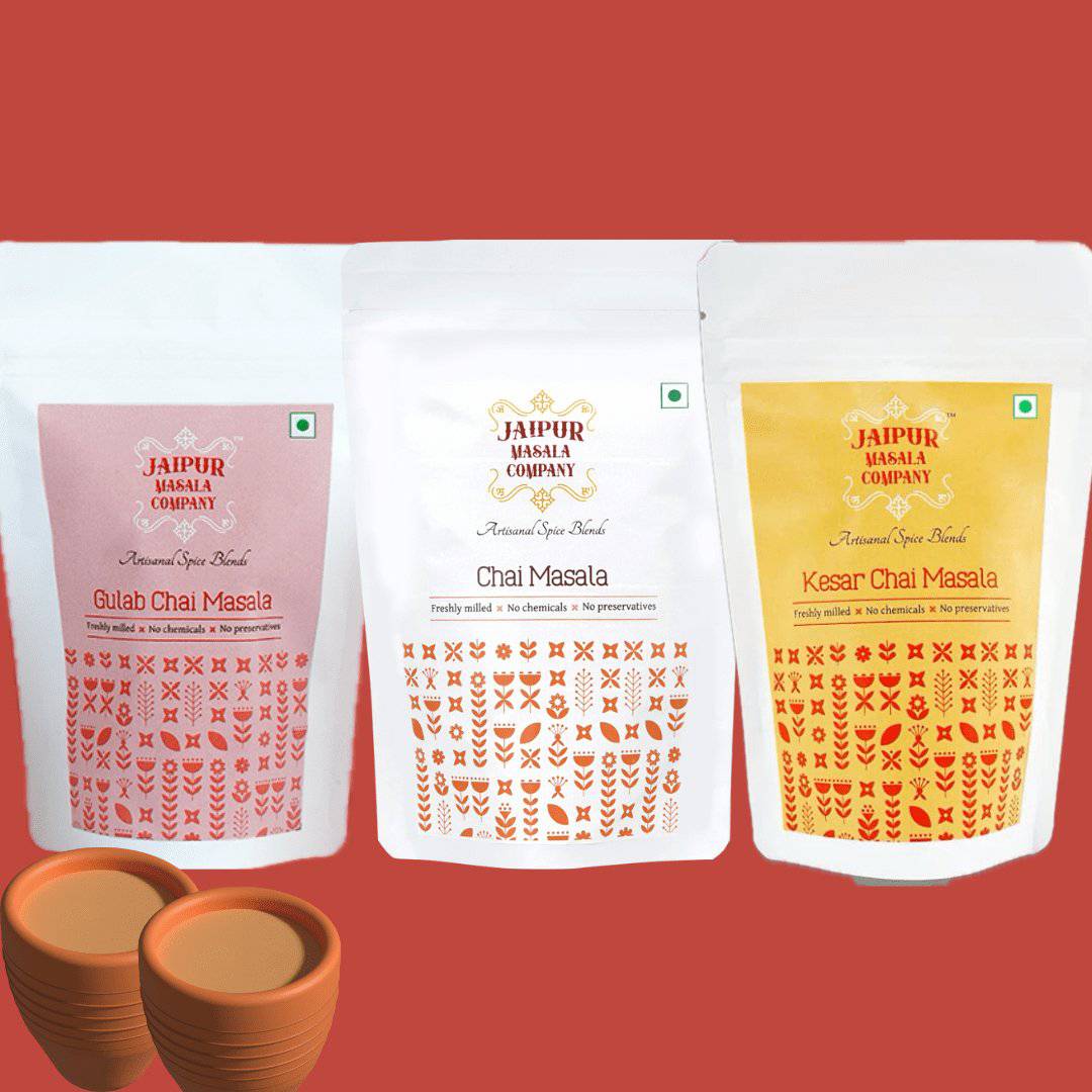 Jaipur Masala Company Combo PackChai Masala, Kesar Chai Masala & Gulab Chai Masala - 100 gms - India shopping