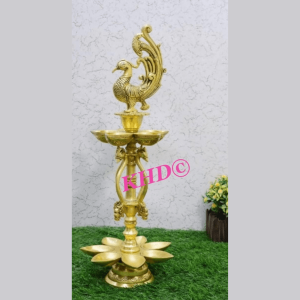 Premium Brass Peacock Diya Lamp - India shopping