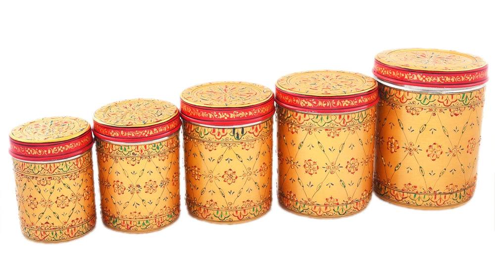 Canister Set of 5 Golden Glow - India shopping