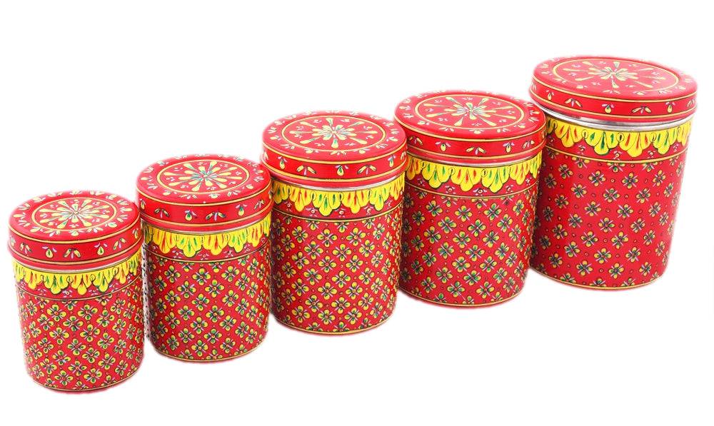 Canister Set of 5 Golden Glow - India shopping