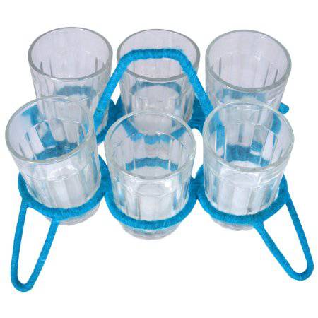 Cutting Chai (Tea) glass with stand : Simply Kitsch Firozi - India shopping