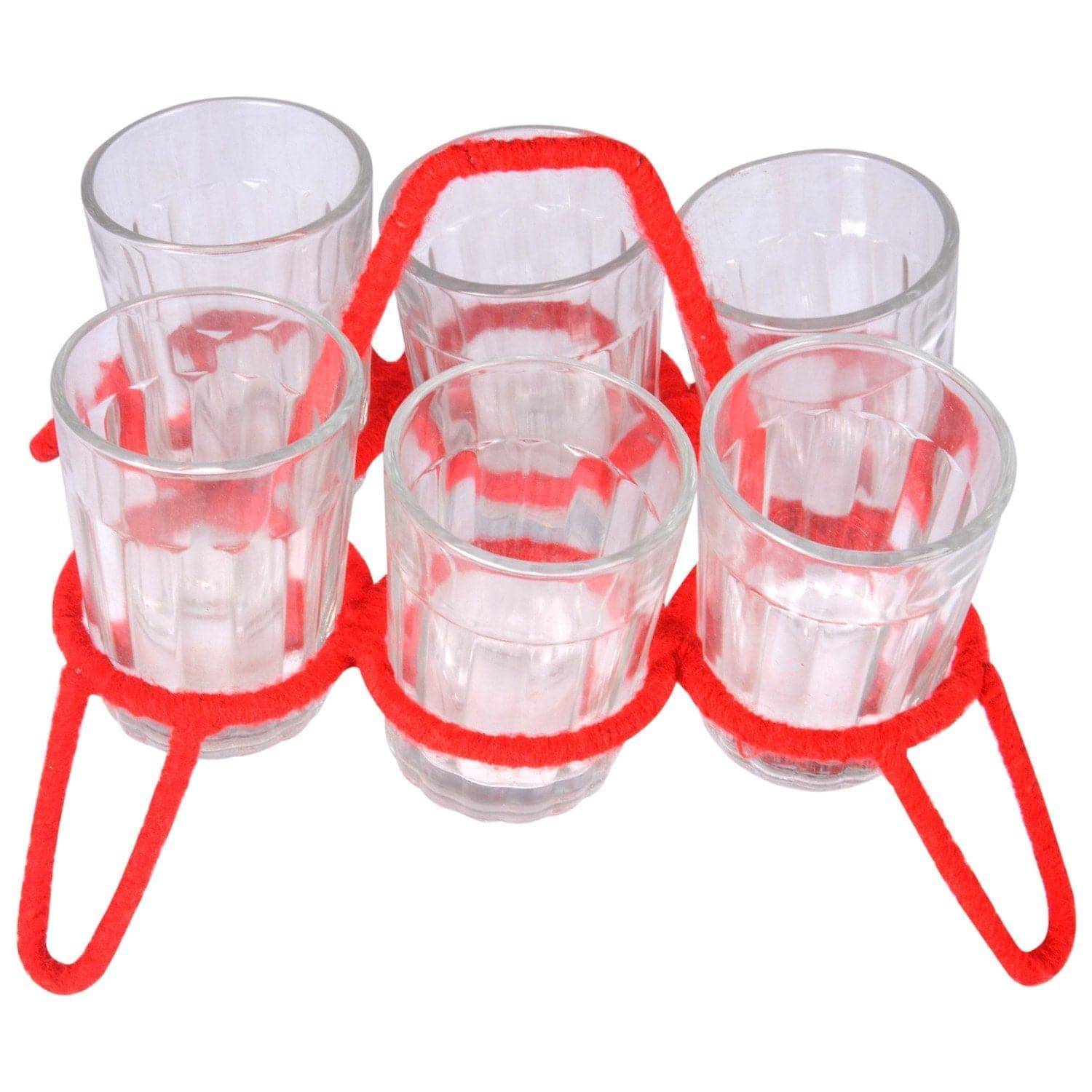 Cutting Chai Tea Glasses with Stand - Simply Kitsch Red - India shopping