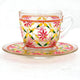 Hand Painted Cup & Saucers set of 6: Sunshine