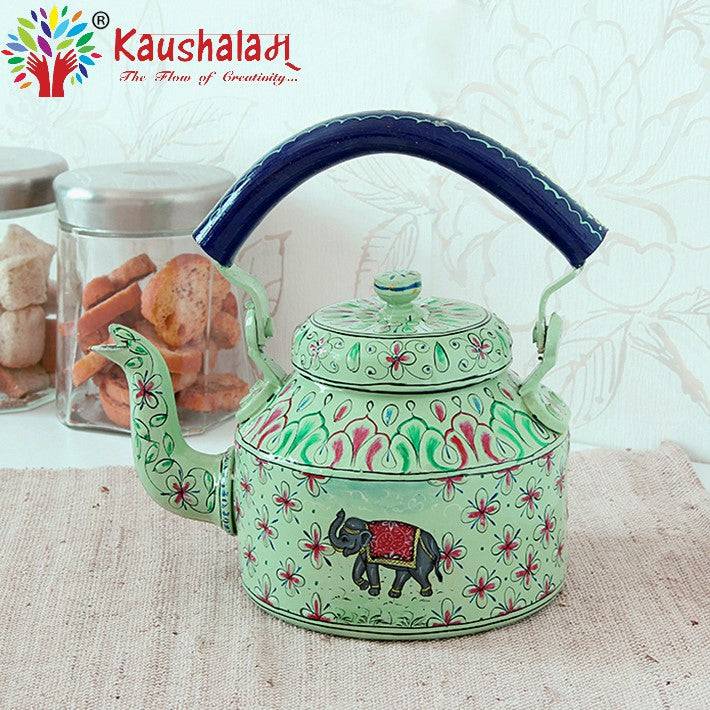 Hand Painted Kettle : Mughal Elephant - India shopping