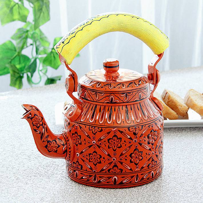 Hand Painted Kettle : Sun Set - India shopping