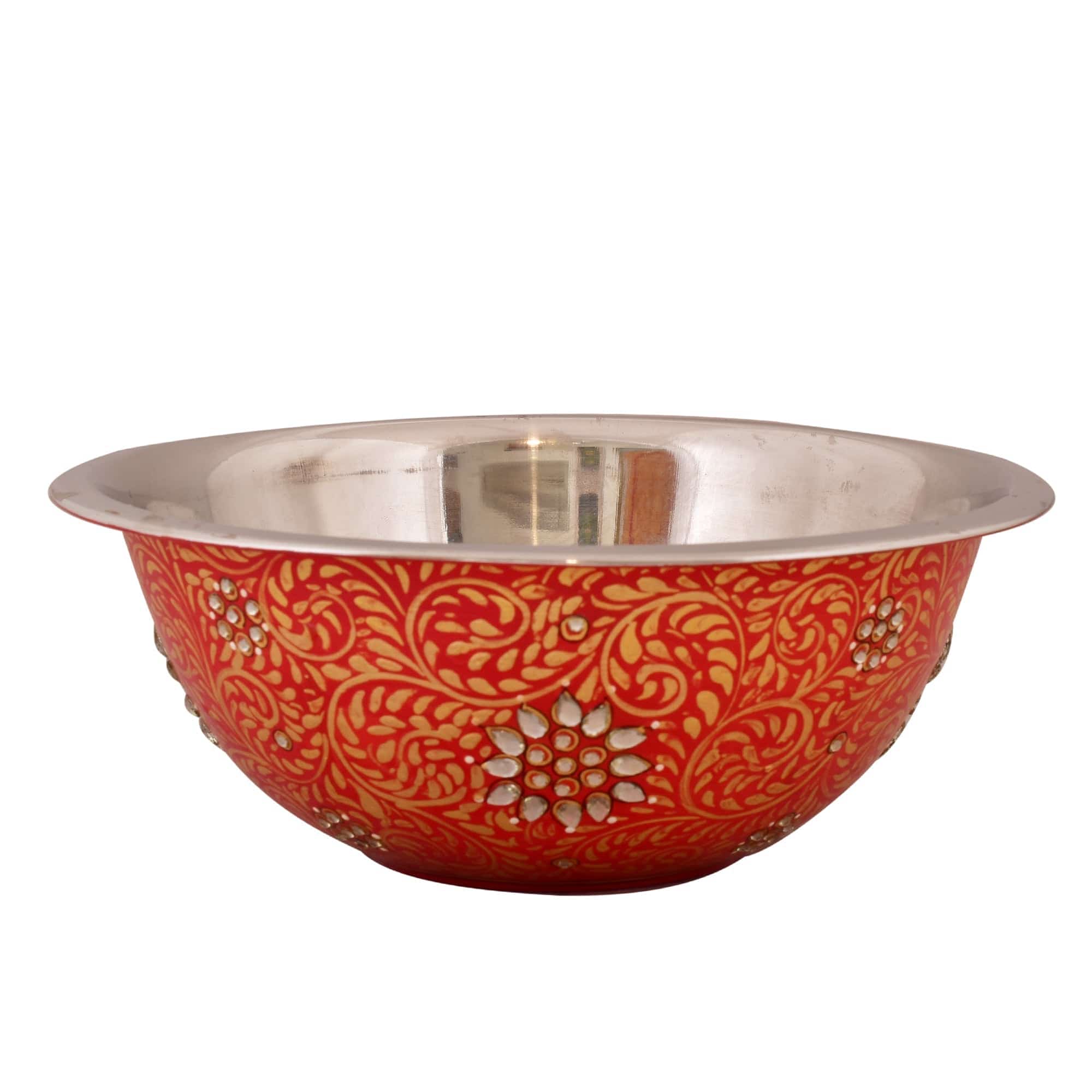 Hand painted Serving Bowl: Red Salad Bowl - India shopping