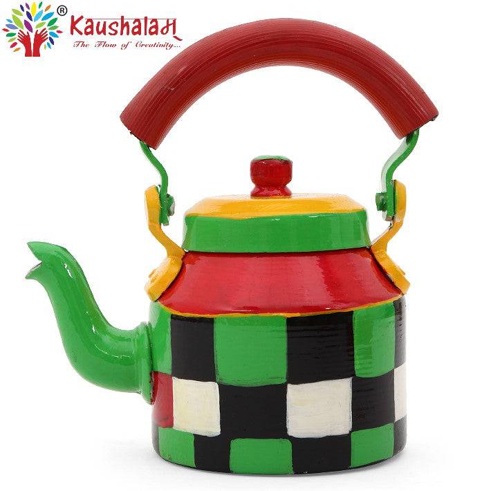 Hand Painted Tea Kettle : Checkers - India shopping