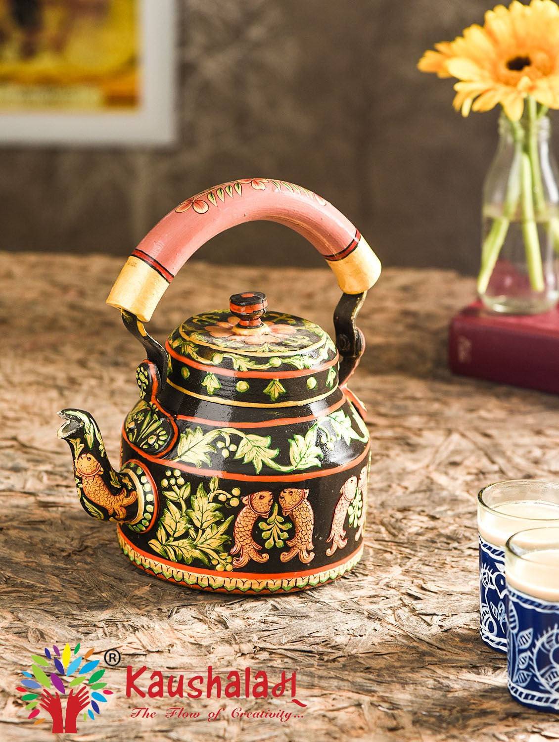 Hand Painted Tea Kettle  : Magical Fish - India shopping