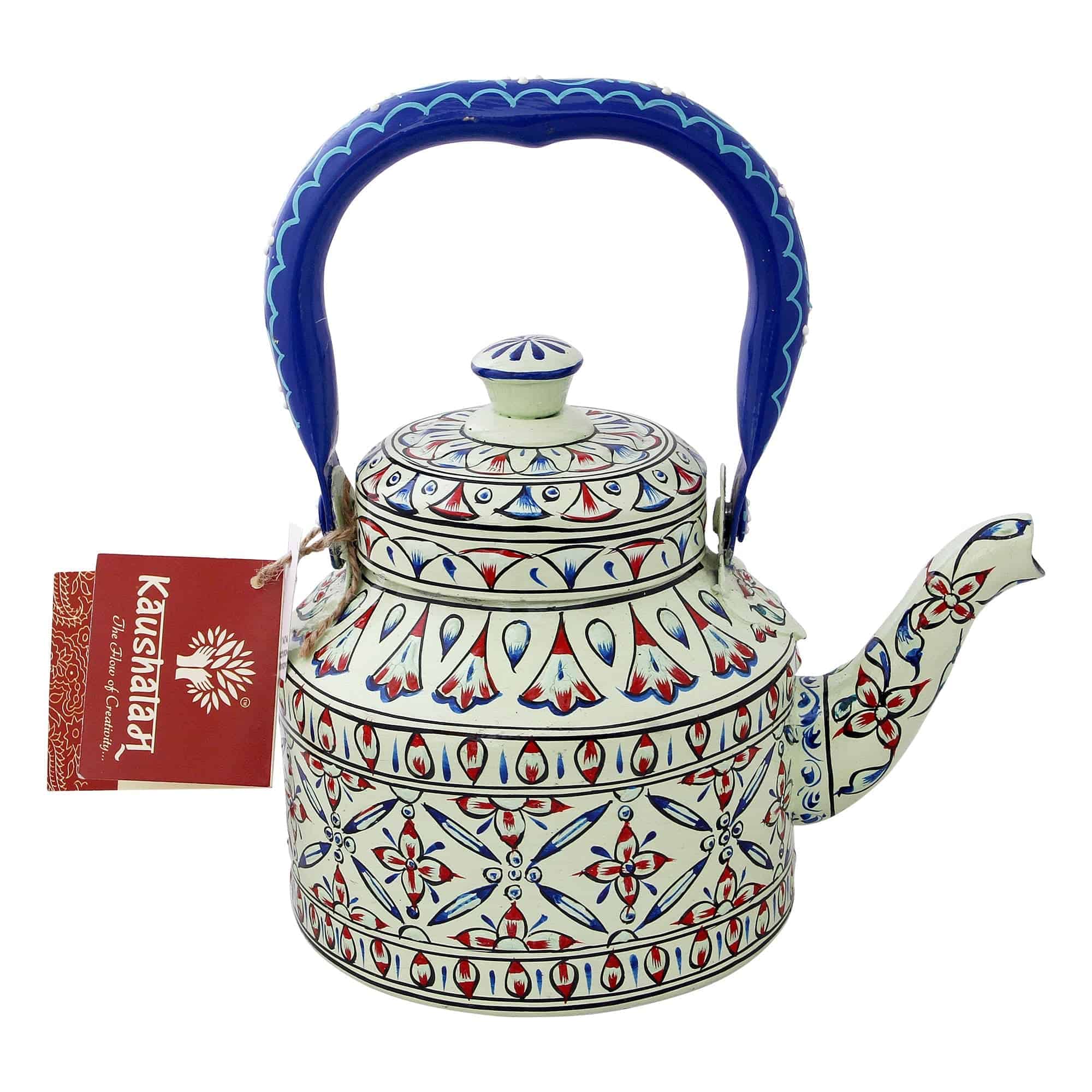 Hand Painted Tea Kettle Stainless steel 1000 ml : Aqua Green - India shopping