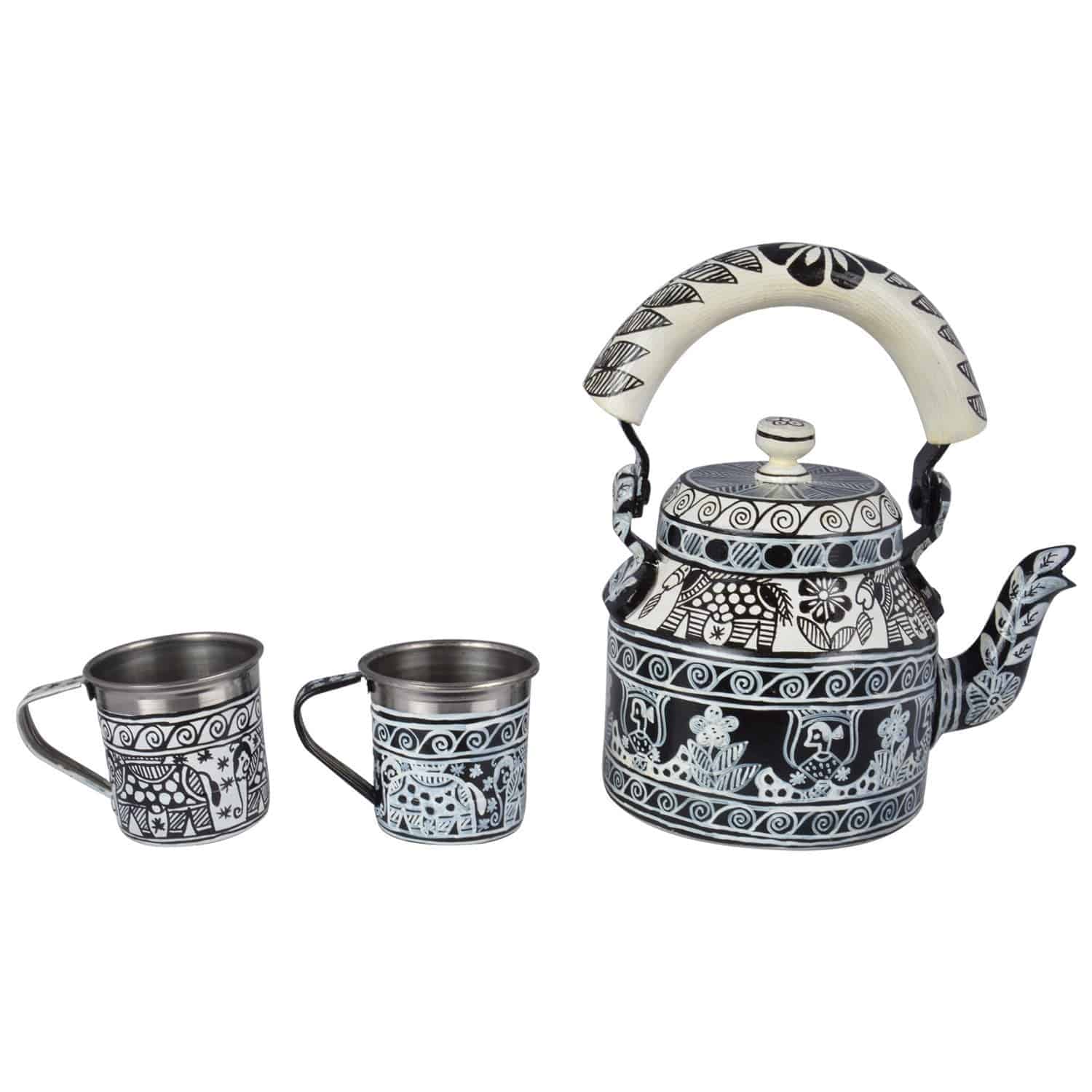 Hand Painted Tea Kettle : Tango Tea Time Tea set Black & White - India shopping