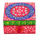 Hand painted Wooden Square Box : Jewelry Box, Red Knick-Knack Box