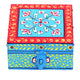 Hand painted Wooden Square Box : Jewelry Box, Sky Blue Coin Box