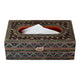 Hand Painted Wooden Tissue Box - Black Floral Mughal Art