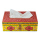 Hand Painted Wooden Tissue Box - Red & Yellow Mughal Art