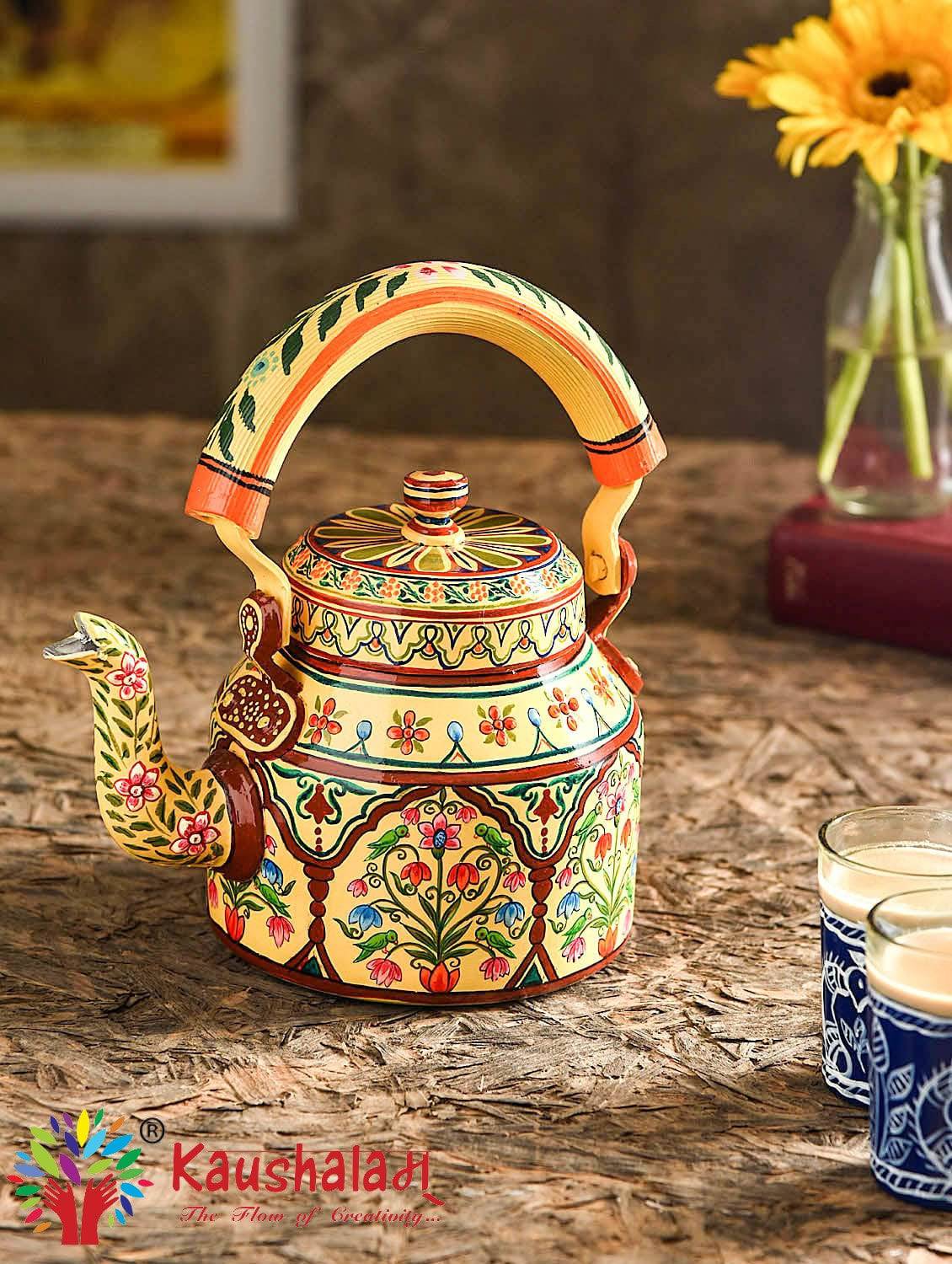 Hand Pinted Tea Kettle - Royal Palace - India shopping