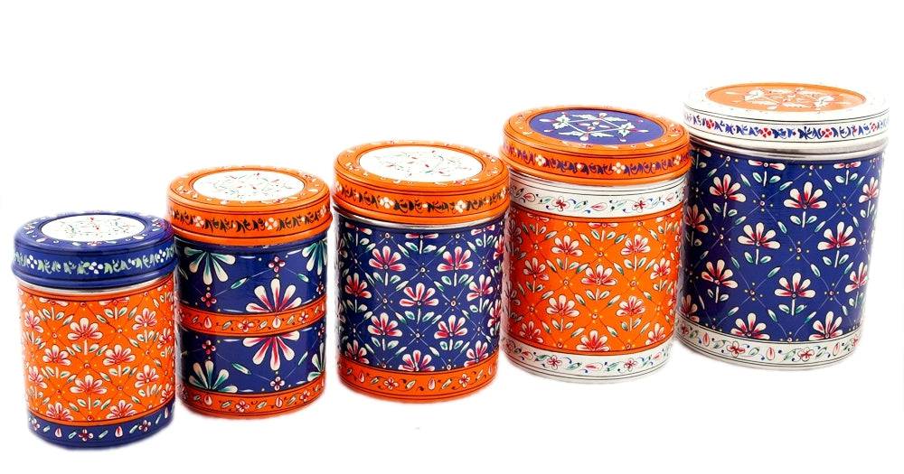 Jaipur Canister Set of 5 Blue Lagoon - India shopping