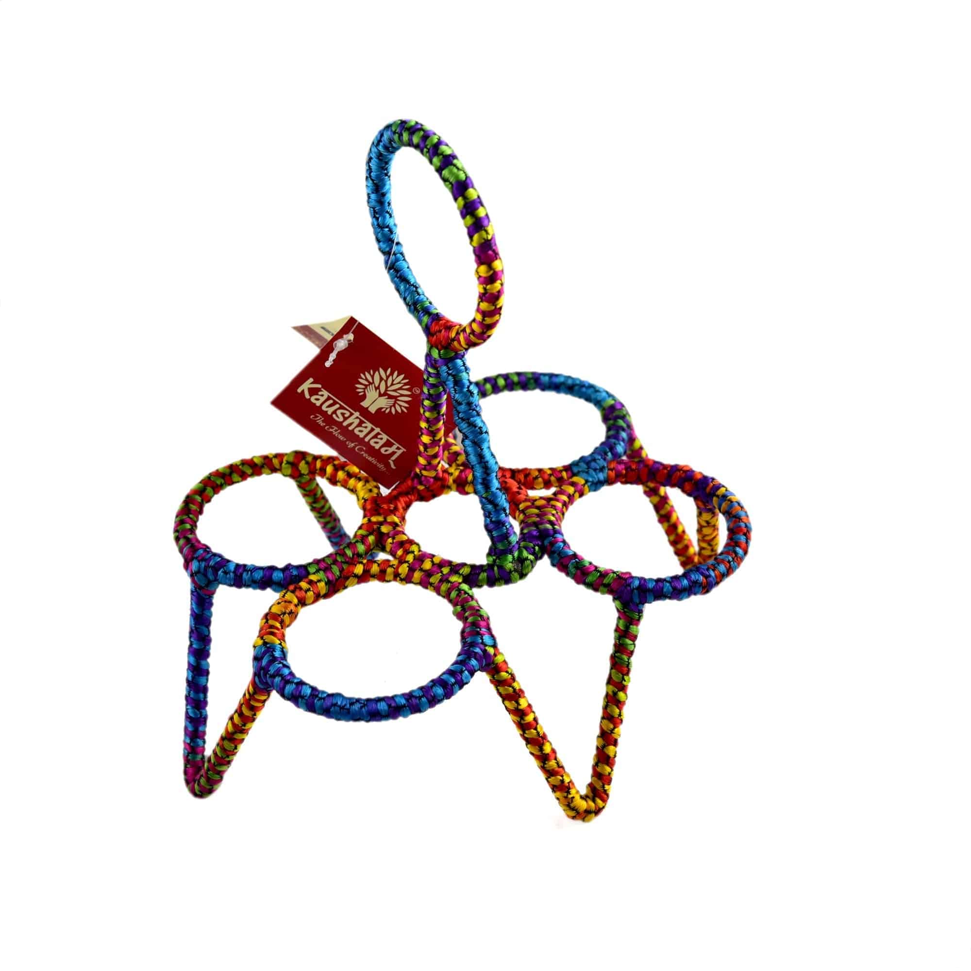 Tea Glass Stand Four CHIKA: Multi Rainbow colour - India shopping