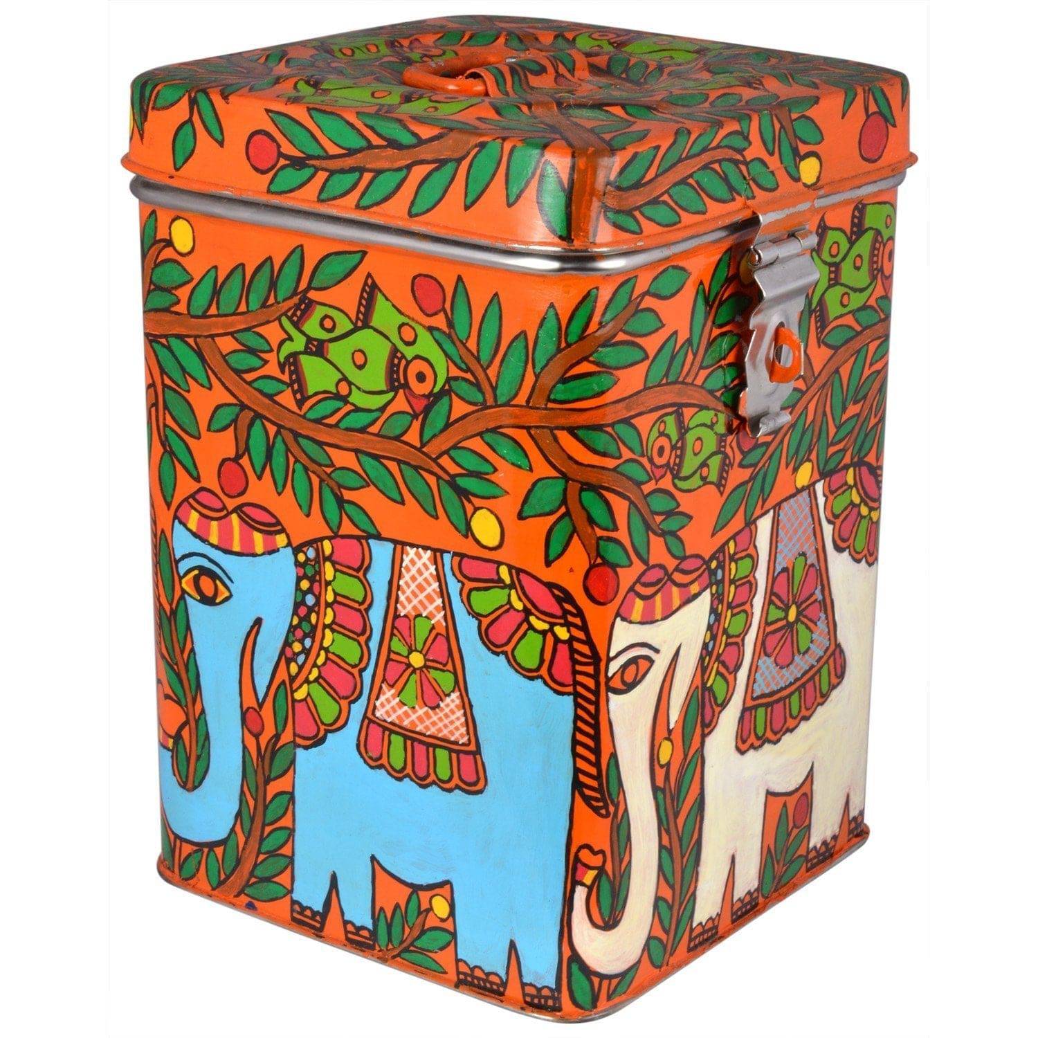 Traditional Canister : Elephants Farmhouse Tin - India shopping