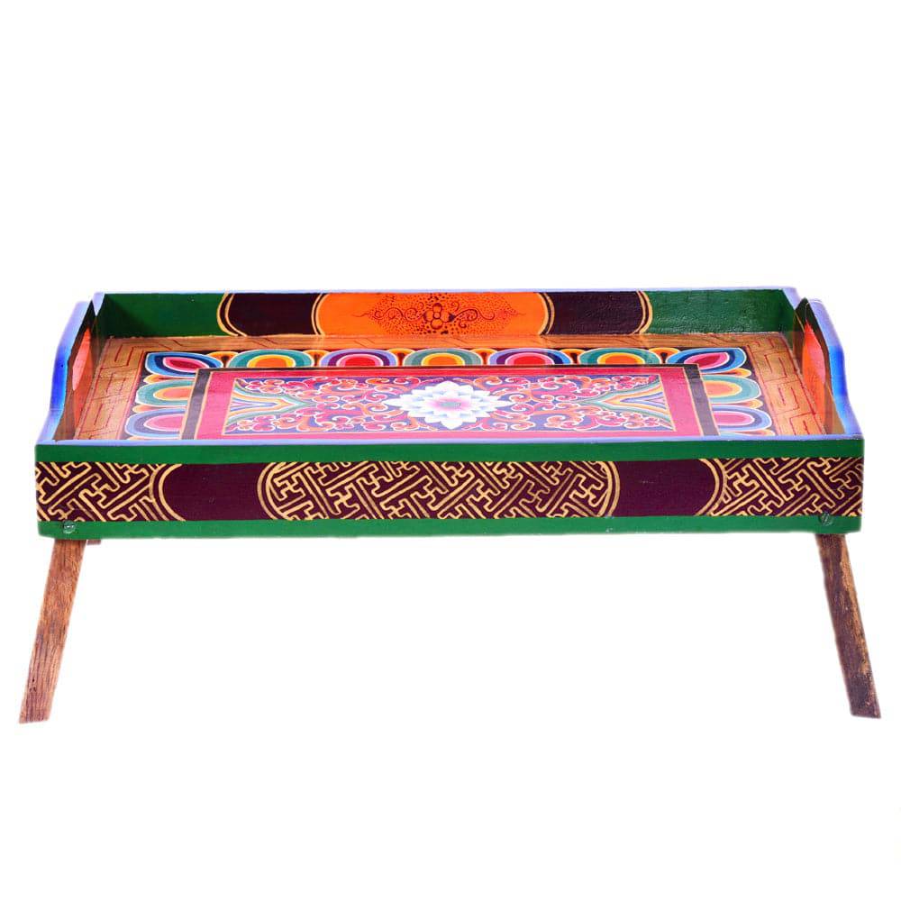 Hand Painted folding Table cum Tray - Ladakhi Art - India shopping