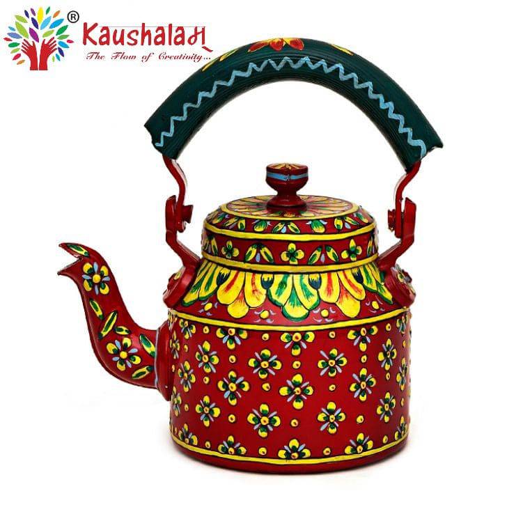 Hand Painted Kettle : Rangoli - India shopping