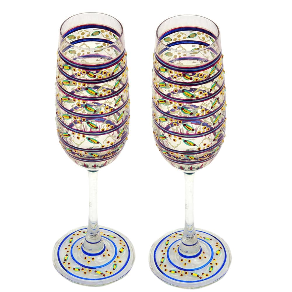 Hand Painted Ocean Madison Bordeaux Set, 600ml, Set of 2, Perfact couple gift, Bar lovers Collectible - India shopping