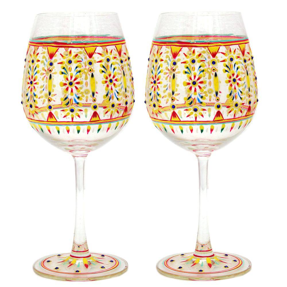 Hand Painted Ocean Madison Bordeaux Set, 600ml, Set of 2, Perfact couple gift, Bar lovers Collectible - India shopping