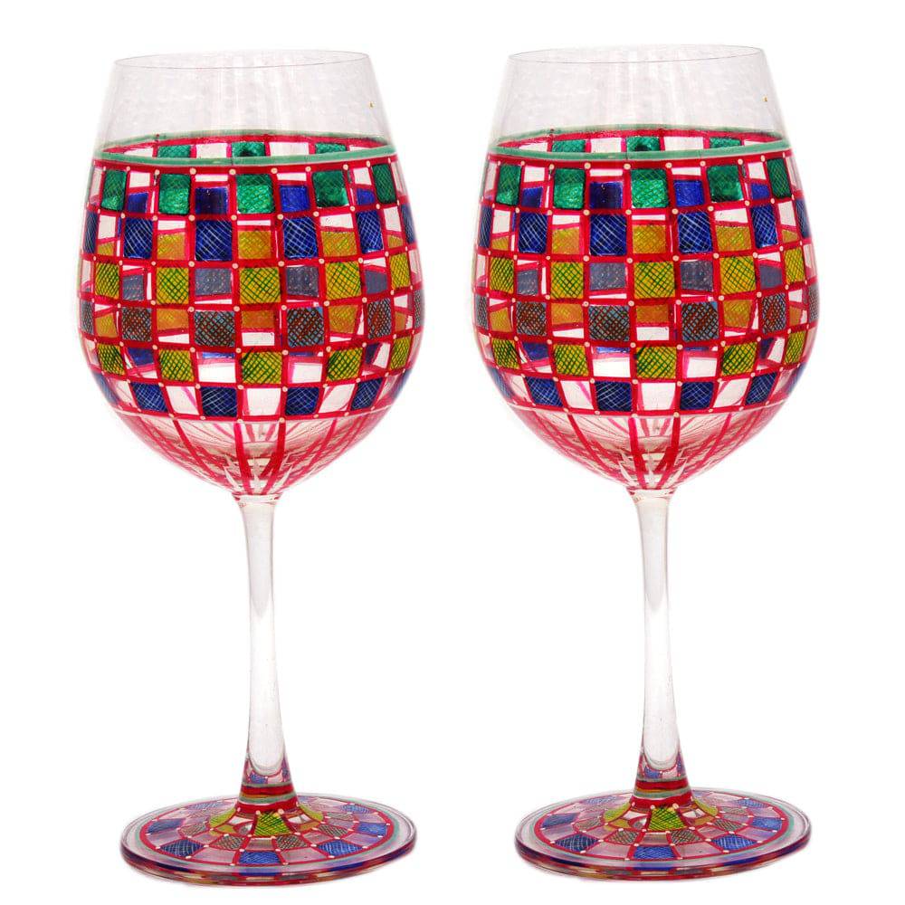 Hand Painted Ocean Madison Bordeaux Set, 600ml, Set of 2, Perfact couple gift, Bar lovers Collectible - India shopping