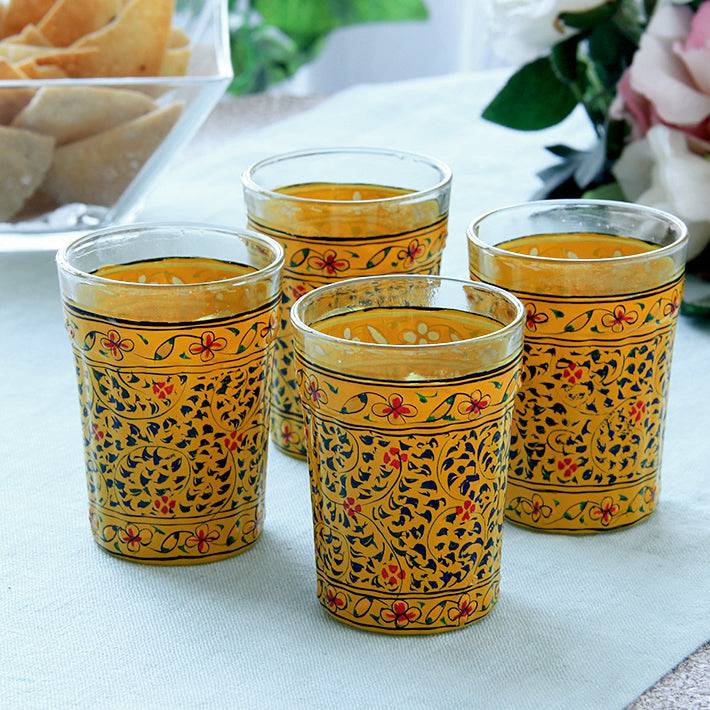 Hand Painted Tea Glass Set of 4 - India shopping