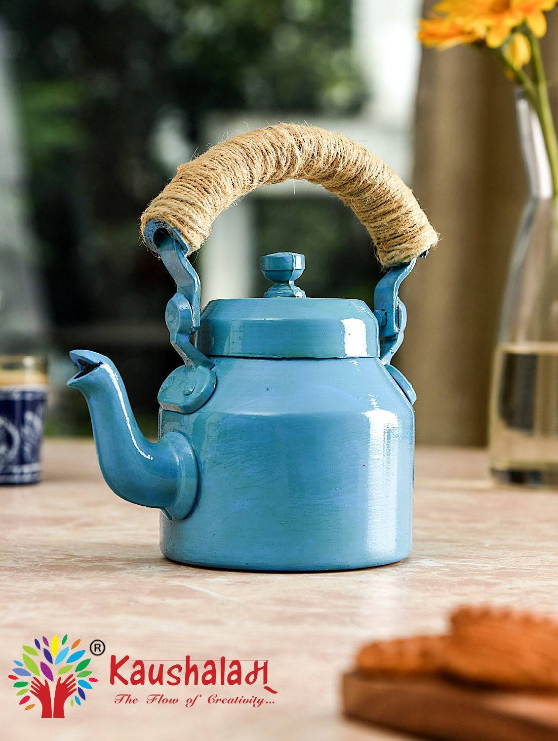 Hand Painted Kettle : Solid Collection - India shopping