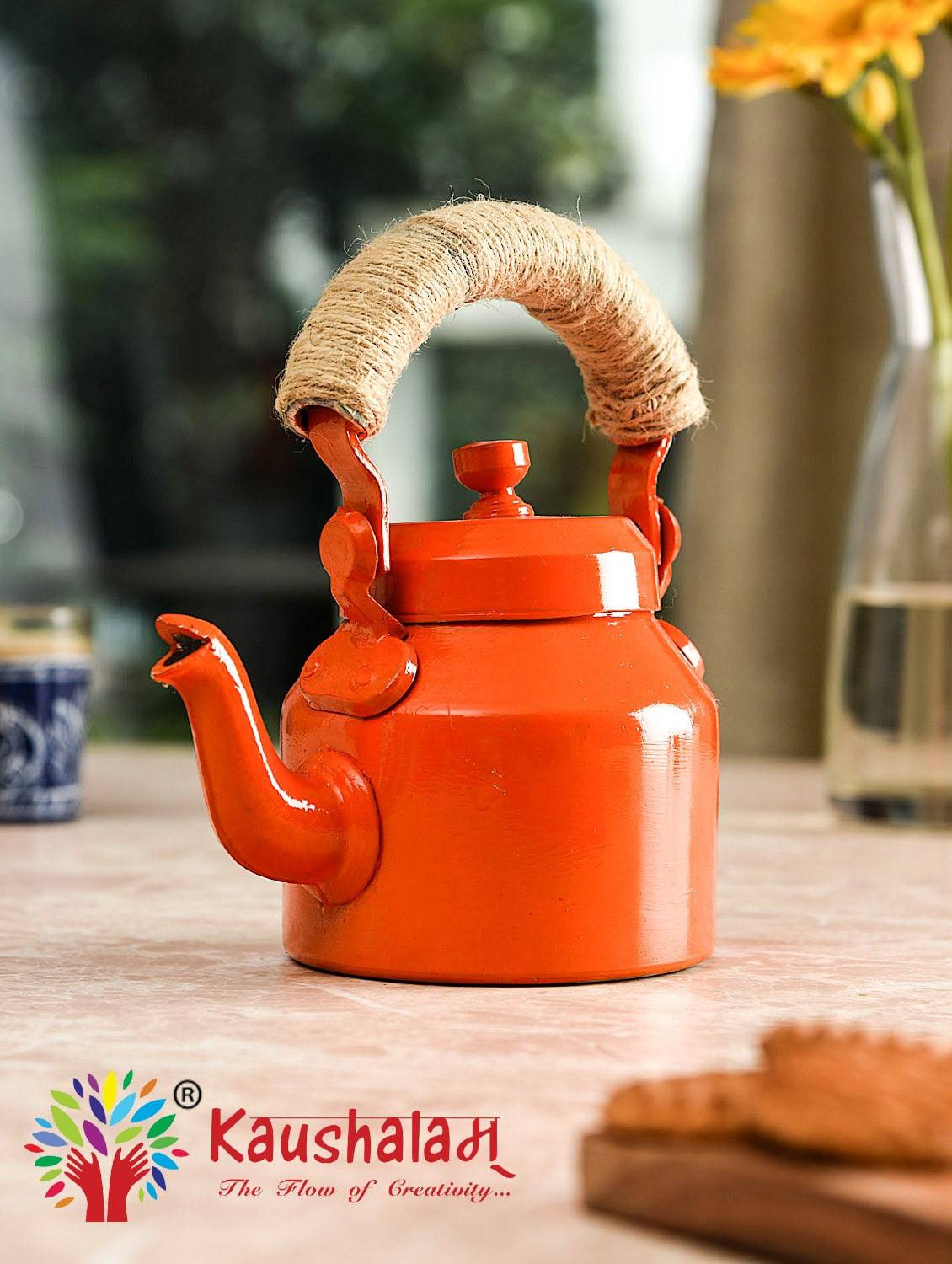 Hand Painted Kettle : Solid Collection - India shopping