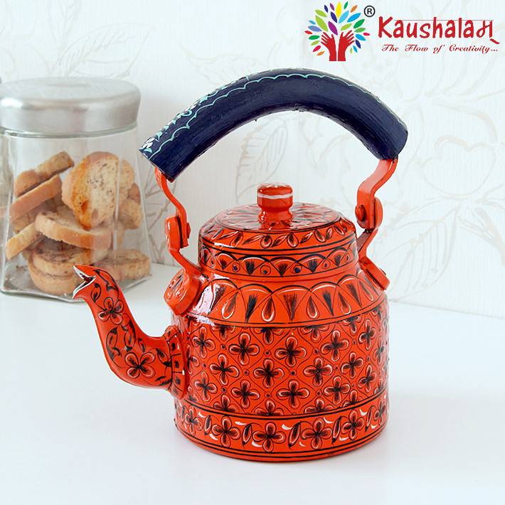 Hand Painted Kettle : Solid Collection - India shopping