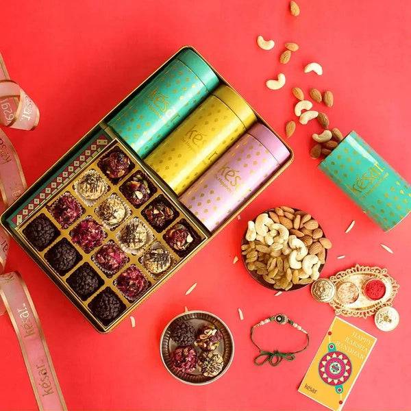 Premium Dry Fruit and Laddoo Rakhi Set - India shopping