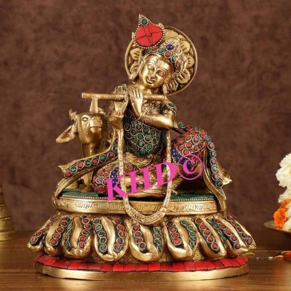 Traditional Shree Krishna Idol - Brass