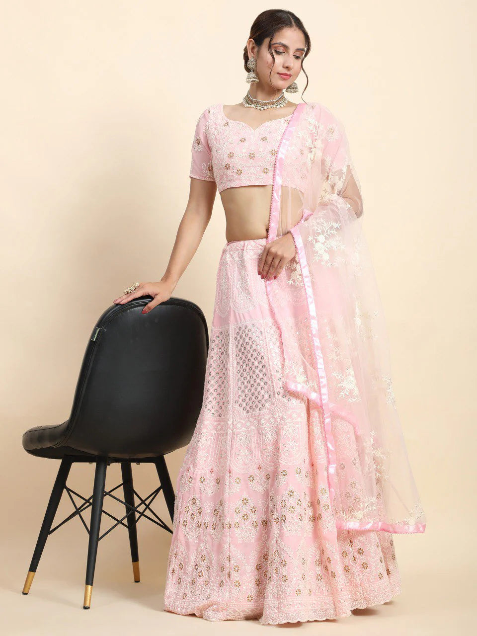 Classic Lehenga Choli With Thread Embroidered Work | Ready To Wear