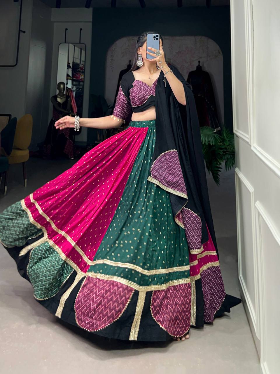 Woven with Tradition colored Lehenga | Festival Special