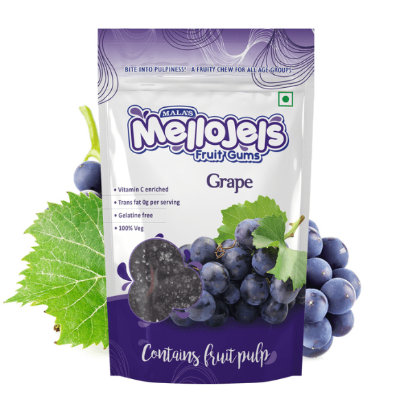 Grape Mellojels Gums  Zip Pouch - 150 gms - India shopping