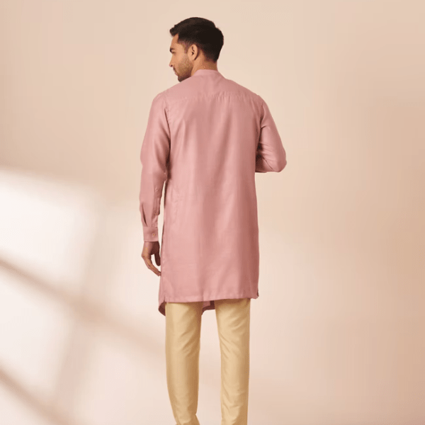 Manyavar Light Pink Thread Embroidered Kurta - India shopping