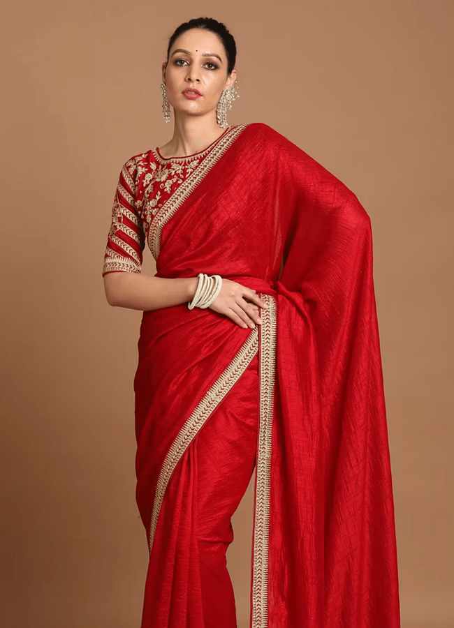 Manyavar  Ready to Wear Splendid Dark Red Saree - India shopping