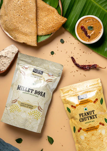 Gourmet Craft Millet Dosa Mix & Instant Peanut Chutney Mix Combo (250gms and 150gms)