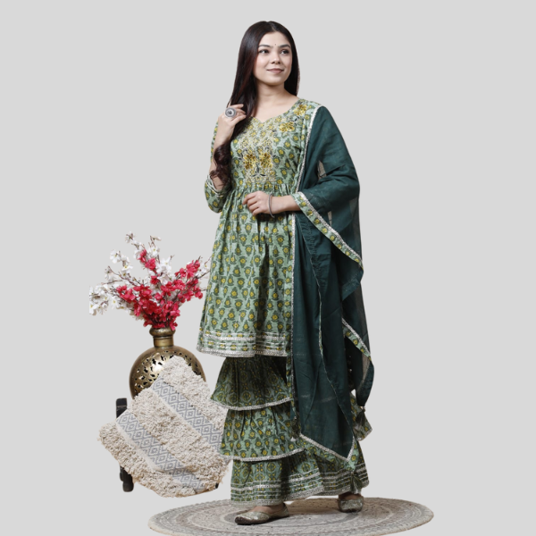 Jaipuri Kurti and Sharara Set | Premium Collection