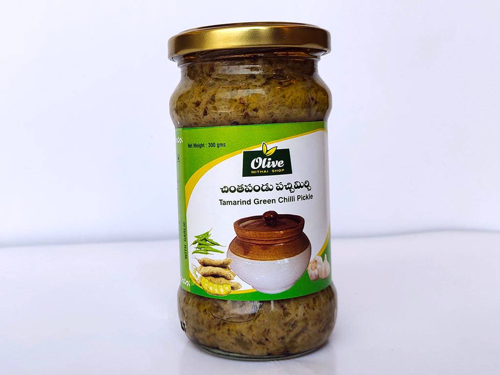 Olive Mithai Shop Chintakaya Greenchilli Pickle  500 gms - India shopping